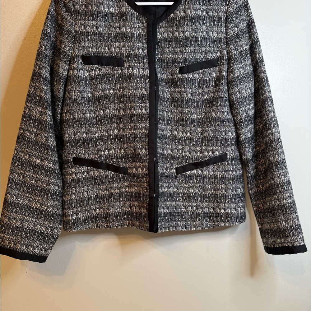 Anne Klein Black and Gray Blazer Tailored Suit Jacket